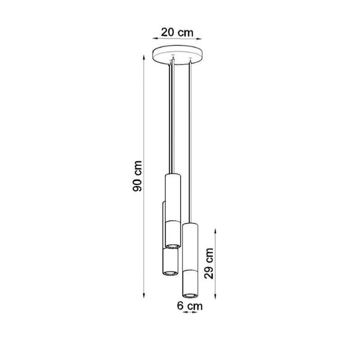 Suspension 3 Lampes Élégante pour Ampoules GU10 Or et Noir