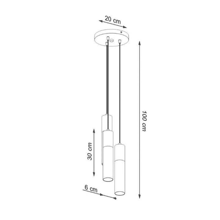 Suspension 3 Lampes Élégante pour Ampoules GU10 Noir et Or