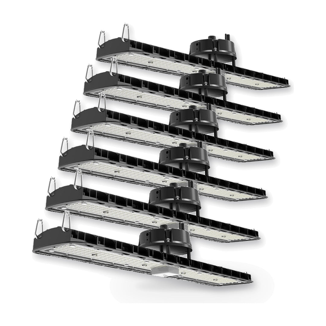 Pack de 6 - Suspension LED industrielle linéaire 150W/200W/250W 185lm/w avec Détecteur de Mouvement - Garantie 5 ans