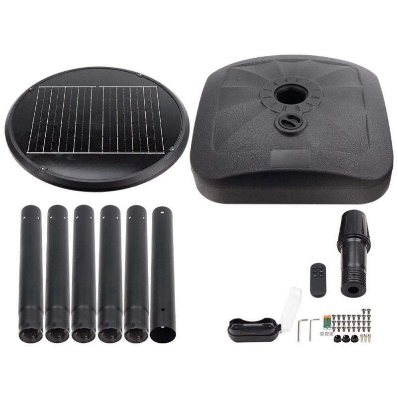 Lampe Solaire Extérieure Noire 15W CCT avec Mât 2,5m + Télécommande - 3000K/4000K/6000K