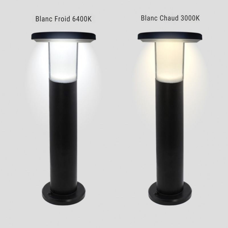 Borne de Jardin Solaire 60cm Noire 3000K/6400K
