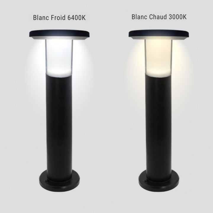 Borne de Jardin Solaire 60cm Noire 3000K/6400K