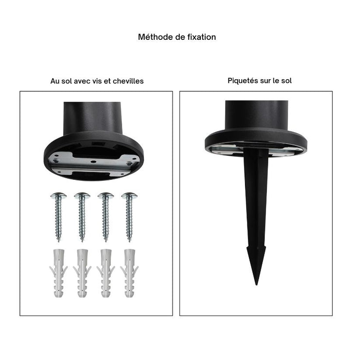 Borne de Jardin Solaire 60cm Noire 3000K/6400K