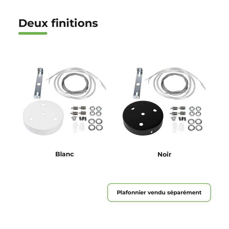 Kit de Suspension Noir pour Plafonnier LED