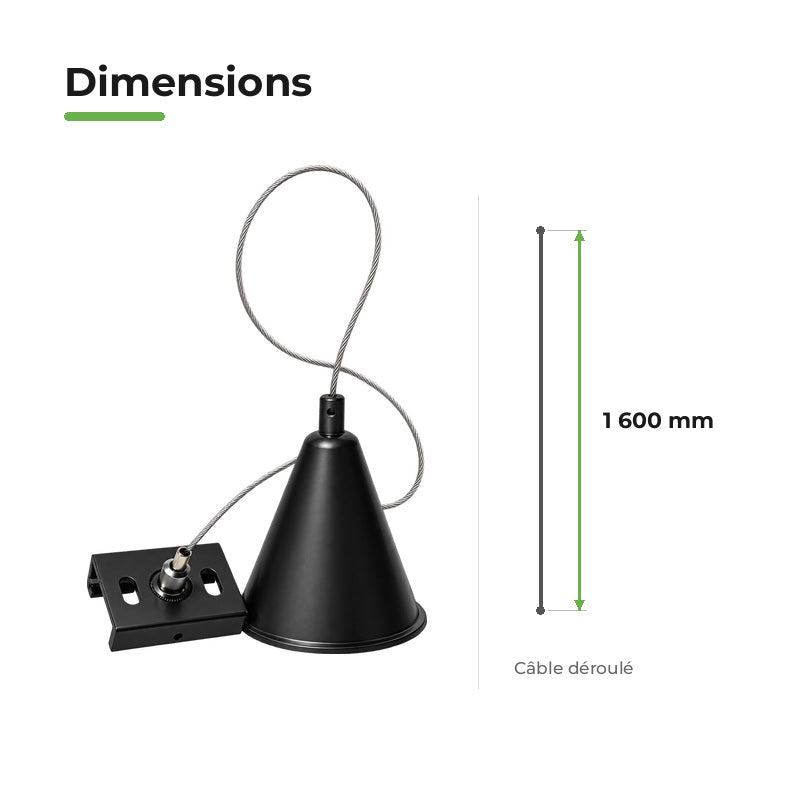 Kit de suspension Noir pour Rail Triphasé