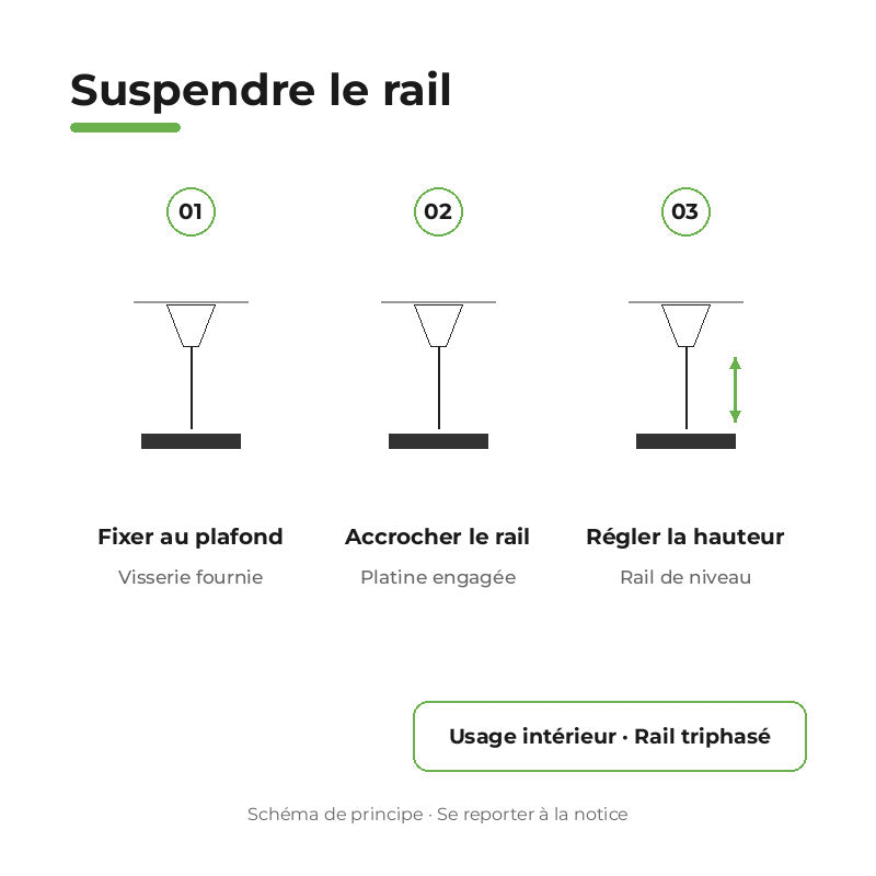Kit de suspension Noir pour Rail Triphasé