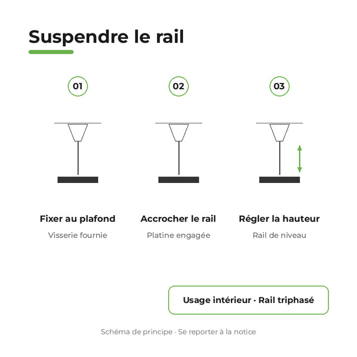 Kit de suspension Noir pour Rail Triphasé