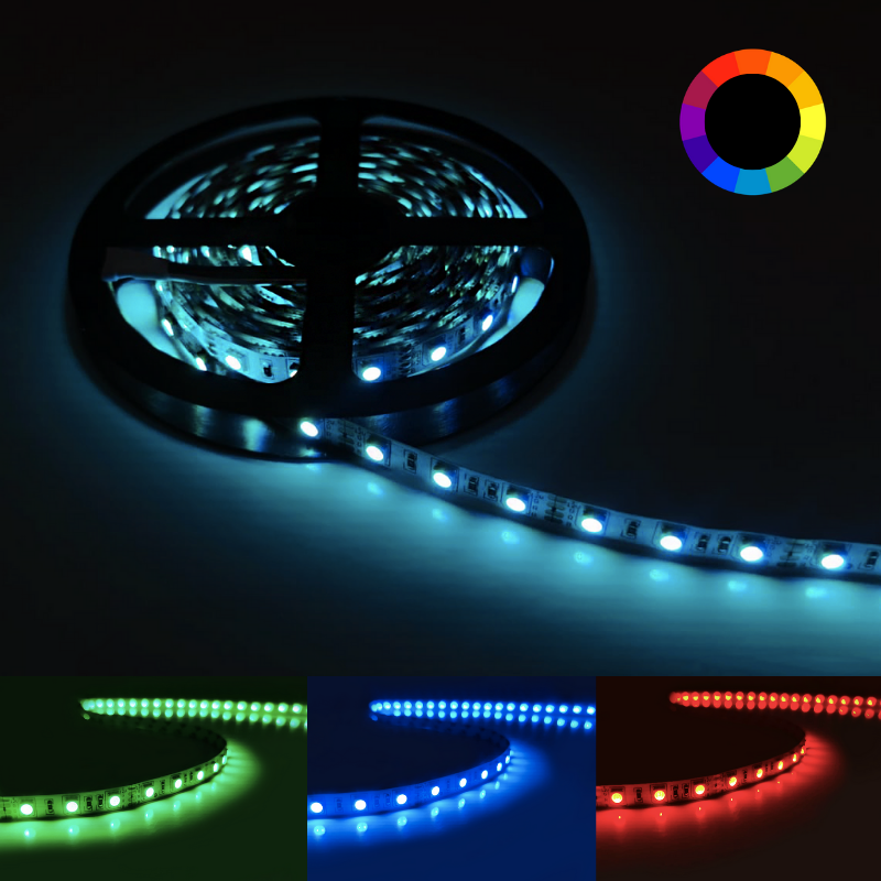 Bandeau LED RGB 12V 5m 5050 60LED/m IP20