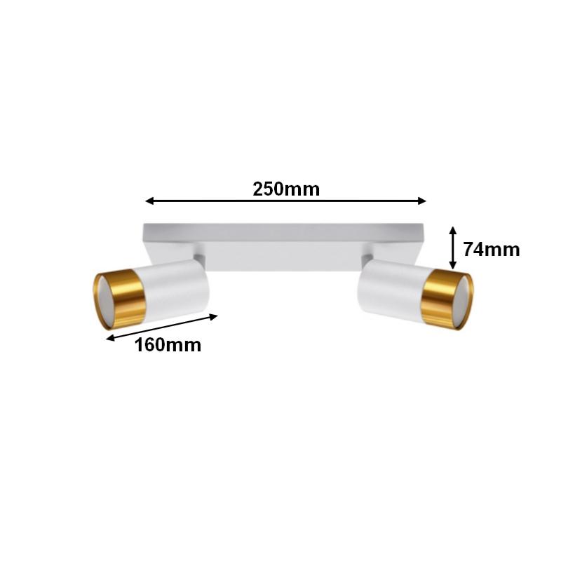Plafonnier 2 Spots Orientables Blanc et Or pour Ampoule GU10