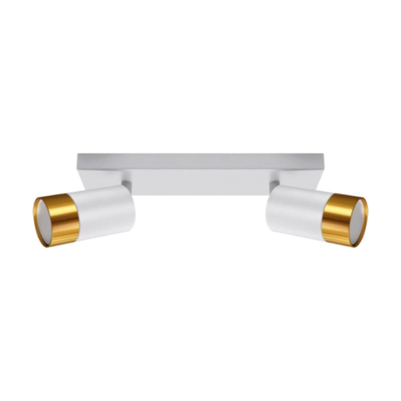 Plafonnier 2 Spots Orientables Blanc et Or pour Ampoule GU10