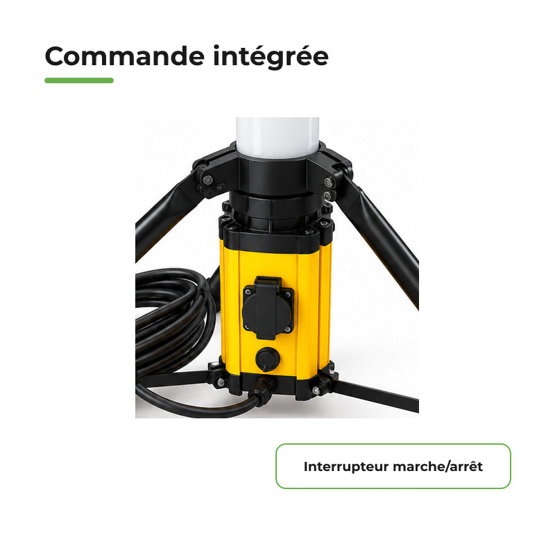 Tour Lumineuse LED 100W 360° IP54 sur Trépied pour Chantier