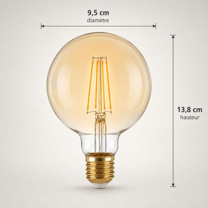 Ampoule à Filament LED E27 8W Dimmable G95