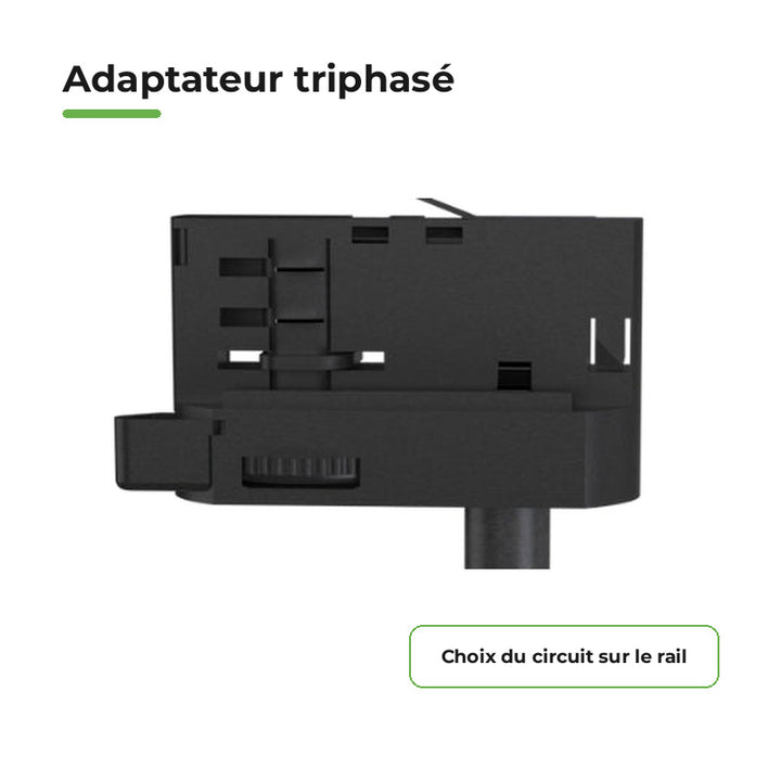 Pack 10 Spot LED sur Rail Triphasé 24W Dimmable TRIAC 36° Noir