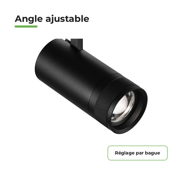 Spot LED em Trilho Preto Ângulo Ajustável Trifásico 30W 15-60° CCT TRIAC Dimmable