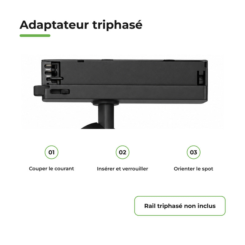 COB LED Spot on Three-Phase Rail 20W 36° Black - 5 Year Warranty