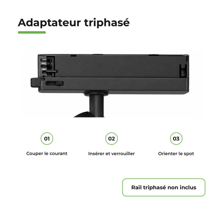 Foco LED en Riel COB Trifásico 20W 36° Negro - Garantía 5 años