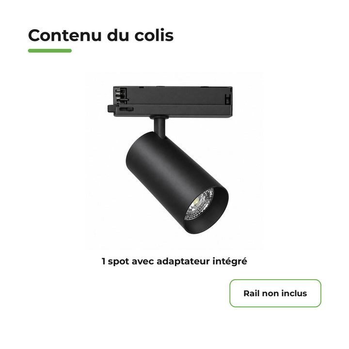 Foco LED en Riel COB Trifásico 20W 36° Negro - Garantía 5 años