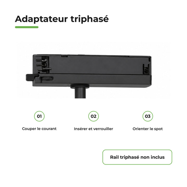 Foco LED en Riel COB Trifásico 30W 36° Negro - Garantía 5 años