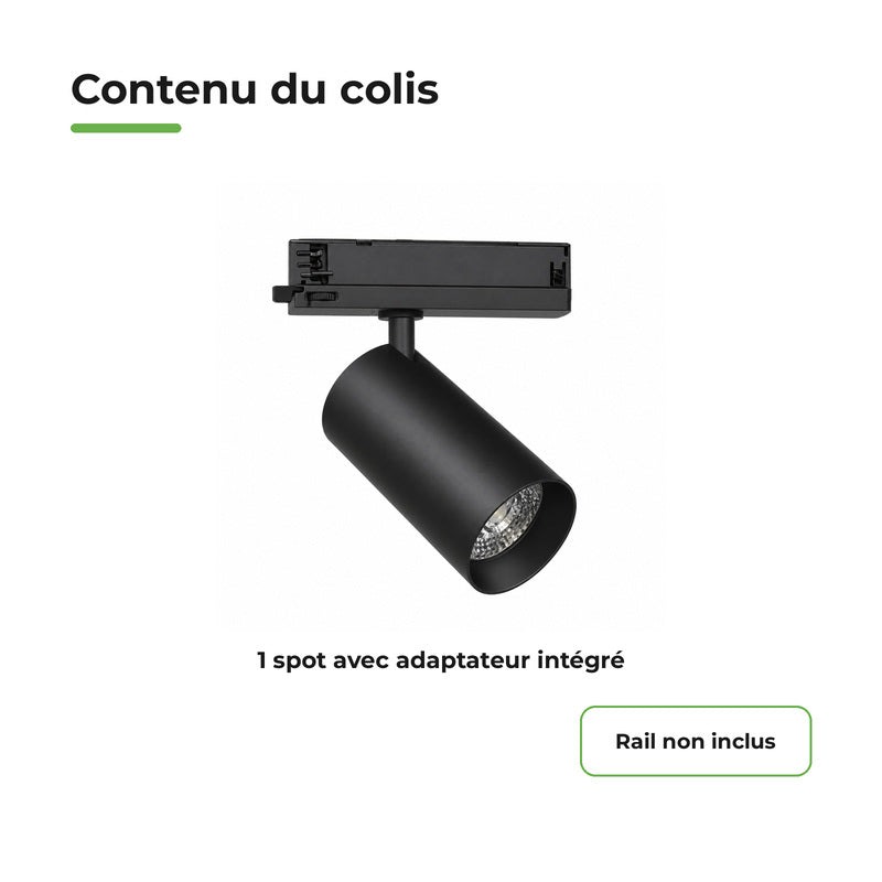 Foco LED en Riel COB Trifásico 30W 36° Negro - Garantía 5 años