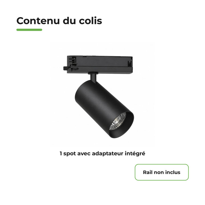 Foco LED en Riel COB Trifásico 30W 36° Negro - Garantía 5 años