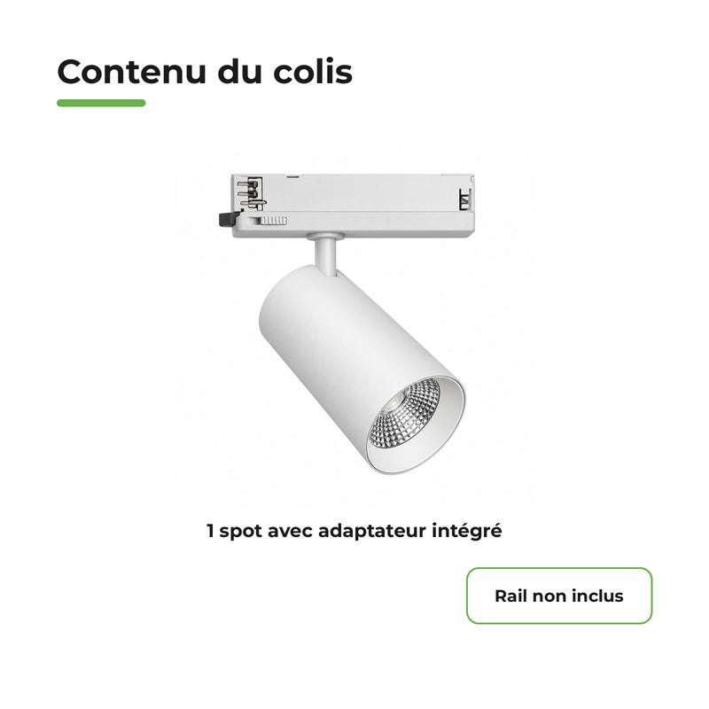 LED Spot on Three-Phase COB Rail 30W 36° White - 5-Year Warranty