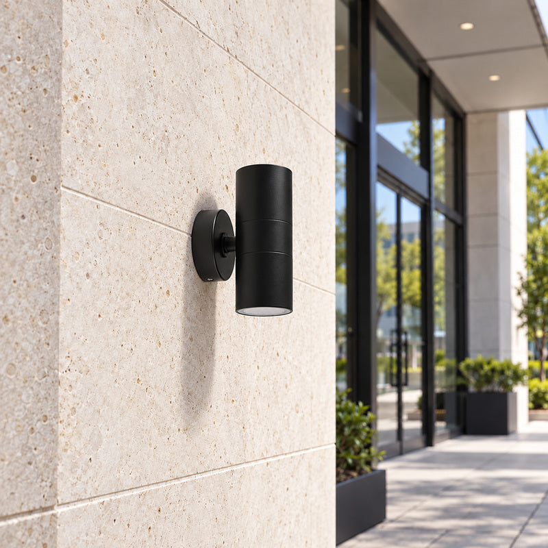 Applique Murale Noire IP65 Double Faisceau GU10
