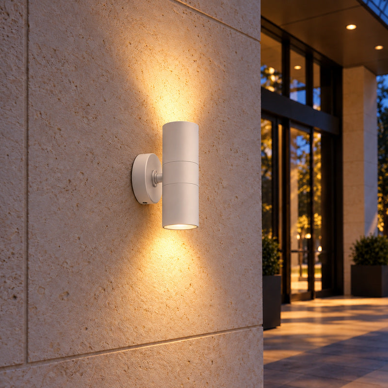 Applique Murale Blanche IP65 Double Faisceau GU10