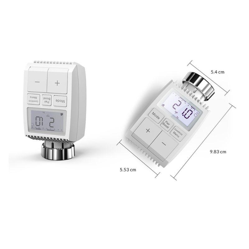Kit de Têtes Thermostatiques Connectées Universelle avec Ecran LCD + Passerelle ZigBee (Kit 4 têtes + 1 passerelle)