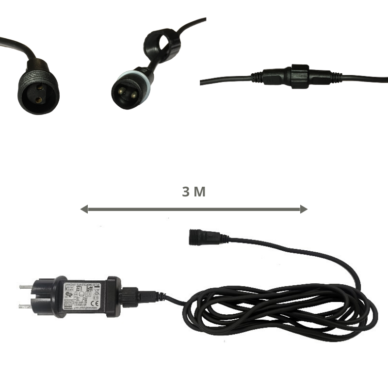 Guirlande Guinguette LED 13m 20pcs IP65 6W avec Câble Noir