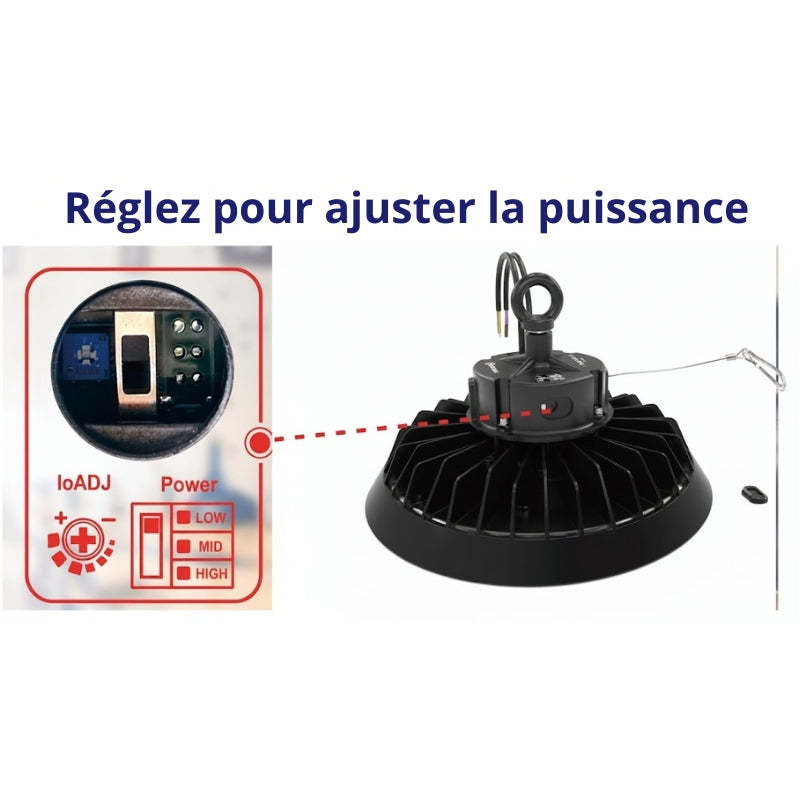 Cloche Industrielle LED 200W 120° NOIR (Pack de 5)