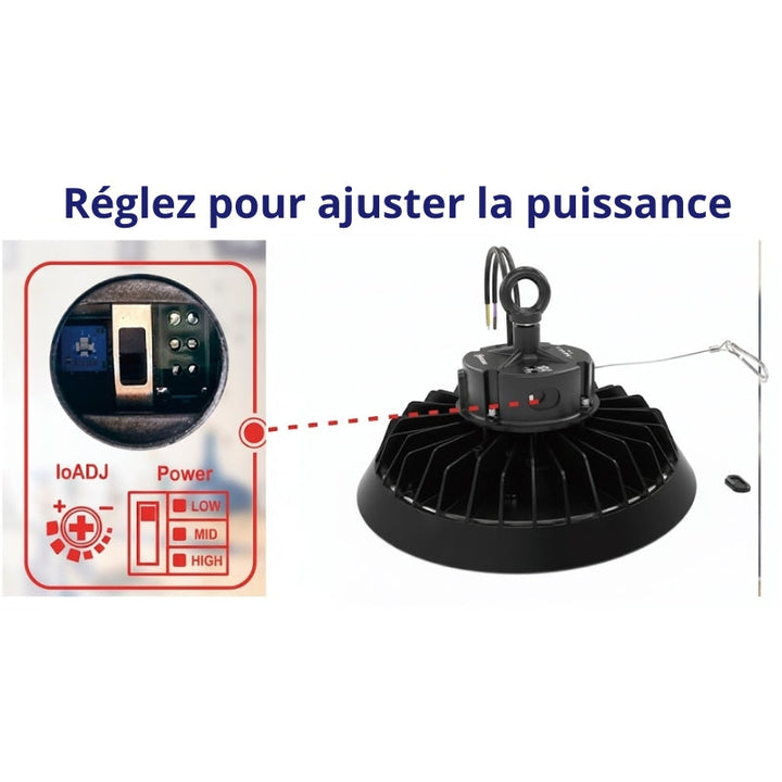 Cloche Industrielle LED 200W 120° NOIR (Pack de 5)