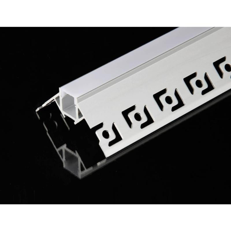 Profilé Aluminium Encastré Angulaire 2m pour Ruban LED Couvercle Blanc Opaque