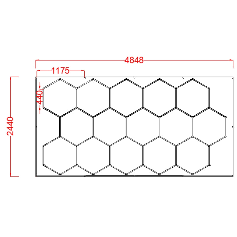 Kit 15 LED Hexagonal 582W avec cadre 110lm/w