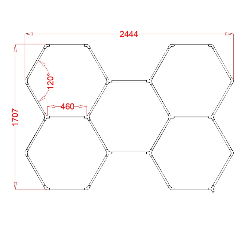 Kit 5 LED Hexagonal RGB 43W 110lm/w