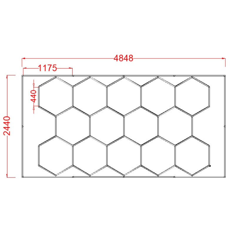 Kit 14 LED Hexagonal 562,5W avec cadre 110lm/w