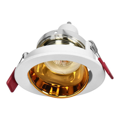 Support Spot GU10/MR16 Encastrable Rond Orientable Aluminium Blanc et Or