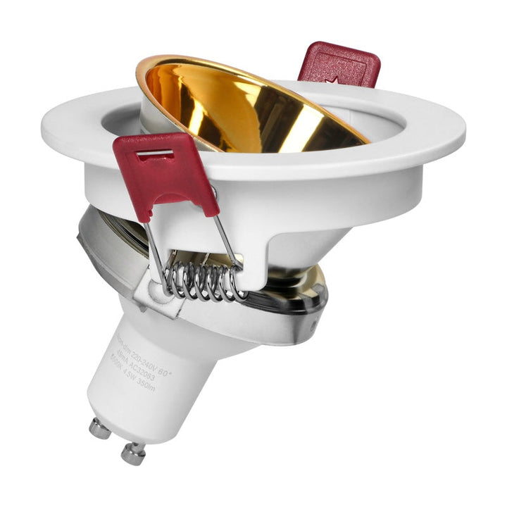 Support Spot GU10/MR16 Encastrable Rond Orientable Aluminium Blanc et Or