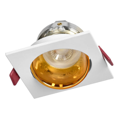 Support Spot GU10/MR16 Encastrable Carré Orientable Aluminium Blanc et Or