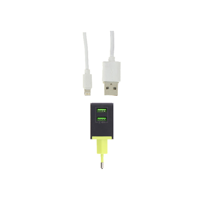 Adaptateur secteur universel 2 ports USB 2.4A + câble