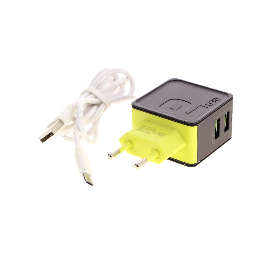 Universele sectoradapter 2 USB 2.4A + kabelpoorten