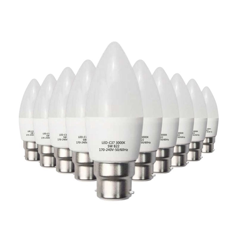 Ampoule B22 LED 6W 220V C37 180° (Pack de 10)