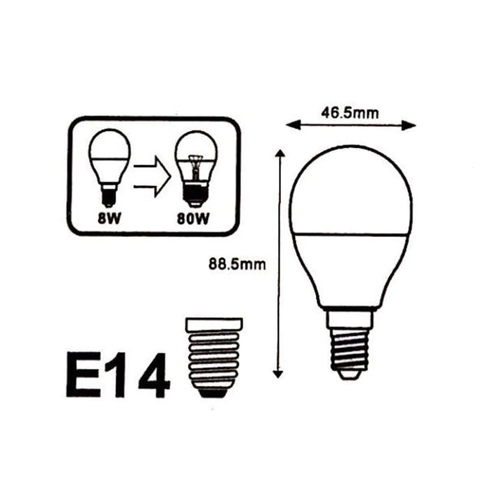 Ampulle E14 LED 6W 220V G45 Dimmbar