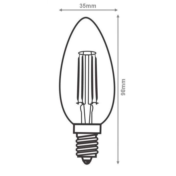 Ampoule E14 LED Filament 4W C35 Bougie (Pack de 10)