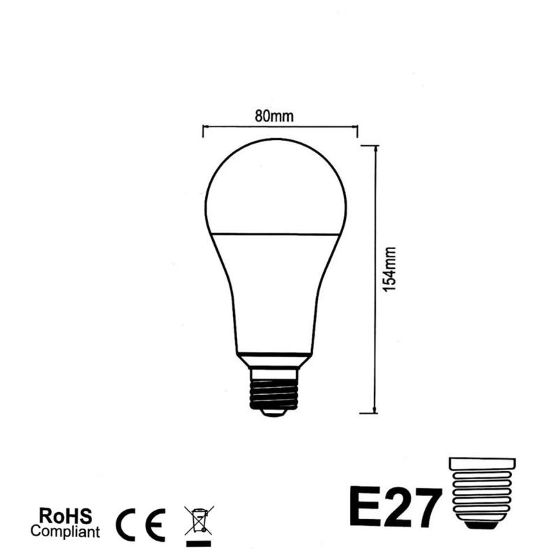 Ampoule E27 LED 20W 220V A80