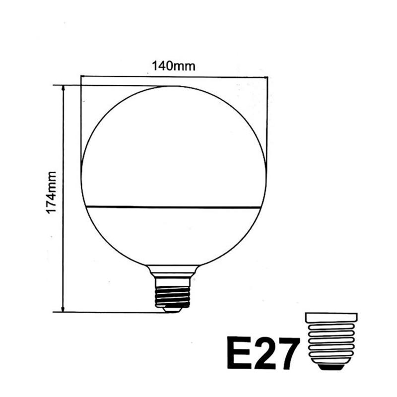 Bulbo E27 LED 25W 220V G140 300 ° Globe