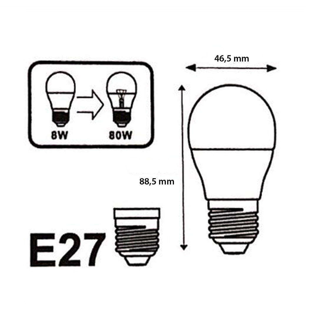 Ampoule E27 LED 8W 220V G45 300°