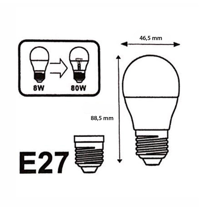 Ampoule E27 LED 8W 220V G45 300° (Pack de 10)