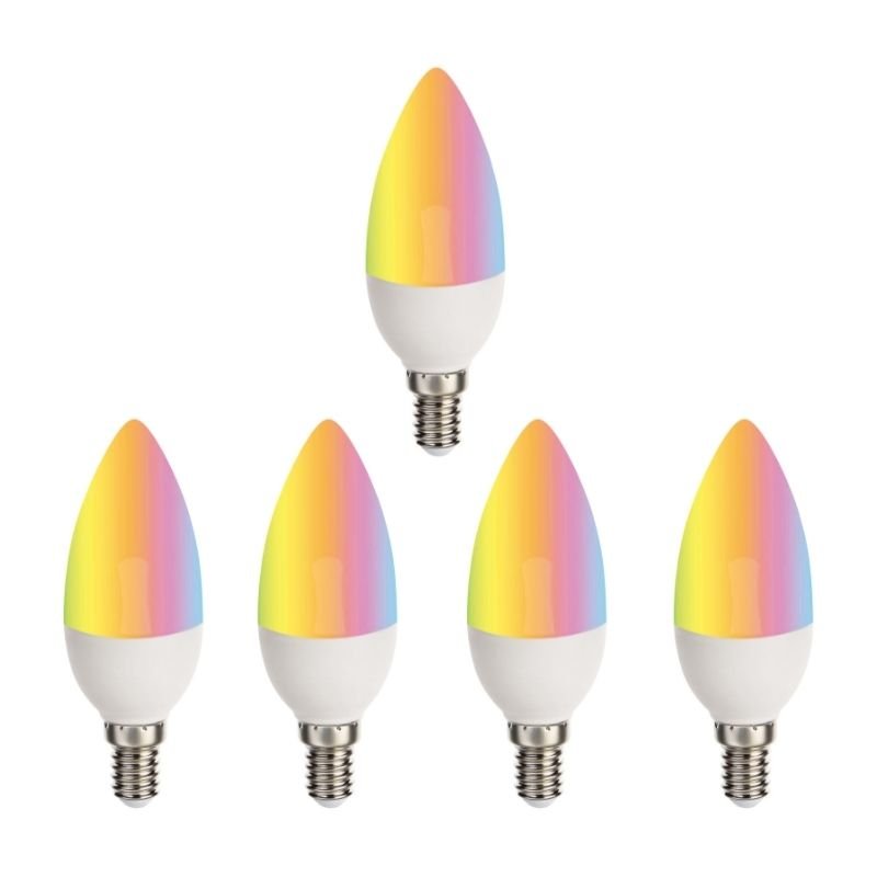 Ampoule LED Connectée Wifi E14 5.5W RGBW C37 (Pack de 5)