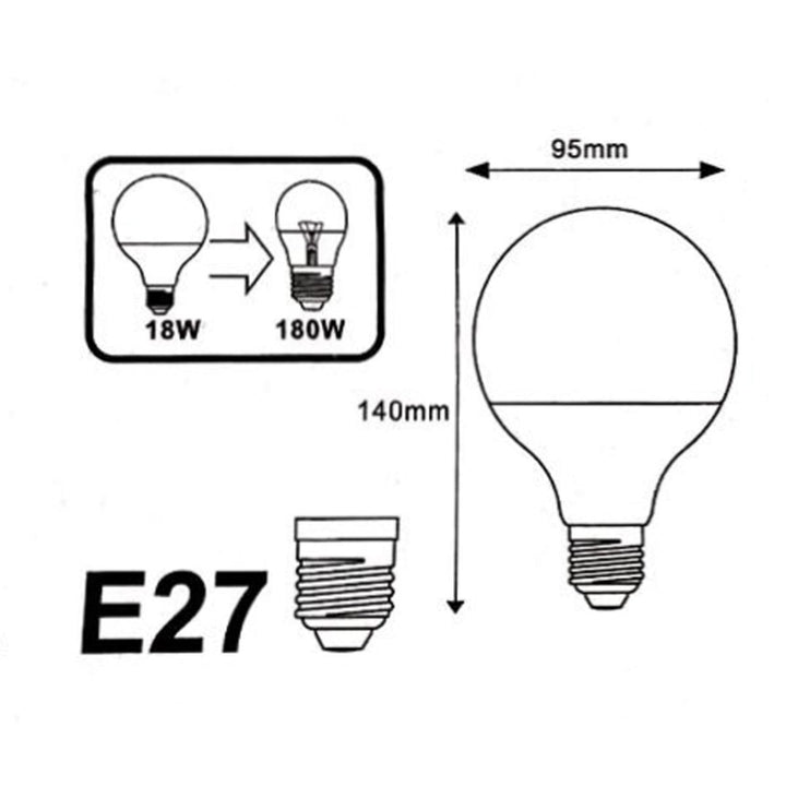 Ampoule E27 LED 18W 220V G95 300° (Pack de 5)