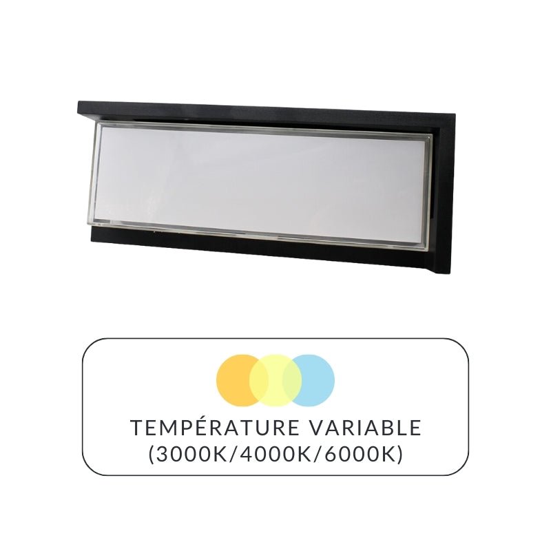 Applique LED Murale Extérieure Noire 24W Température de Lumière Variable - 3000K/4000K/6000K